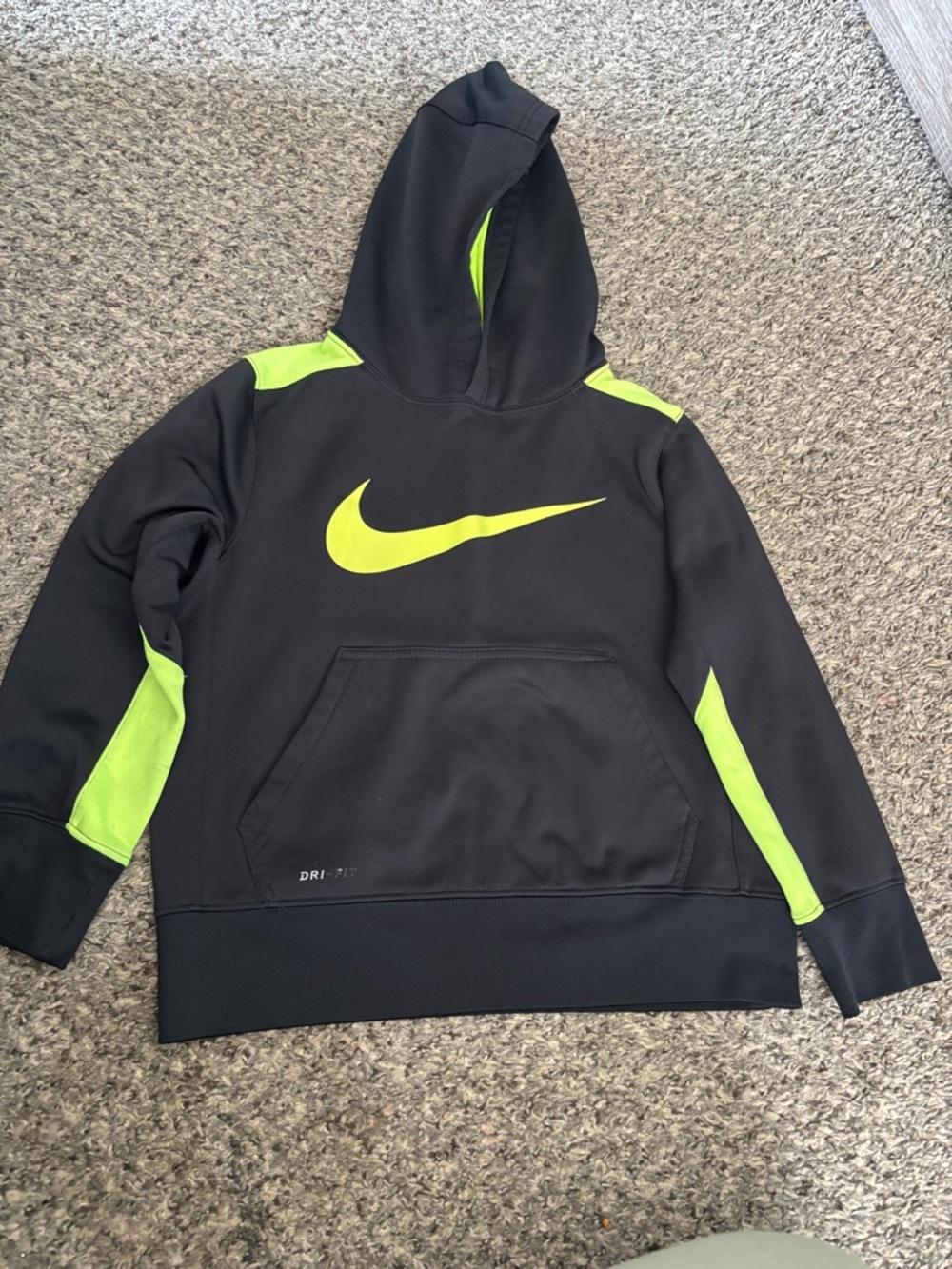 Nike Black Hoodie with Neon Green Lining